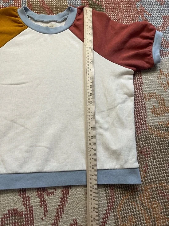 Madewell puff-sleeve color-block sweatshirt tee size XS - Picture 2 of 7